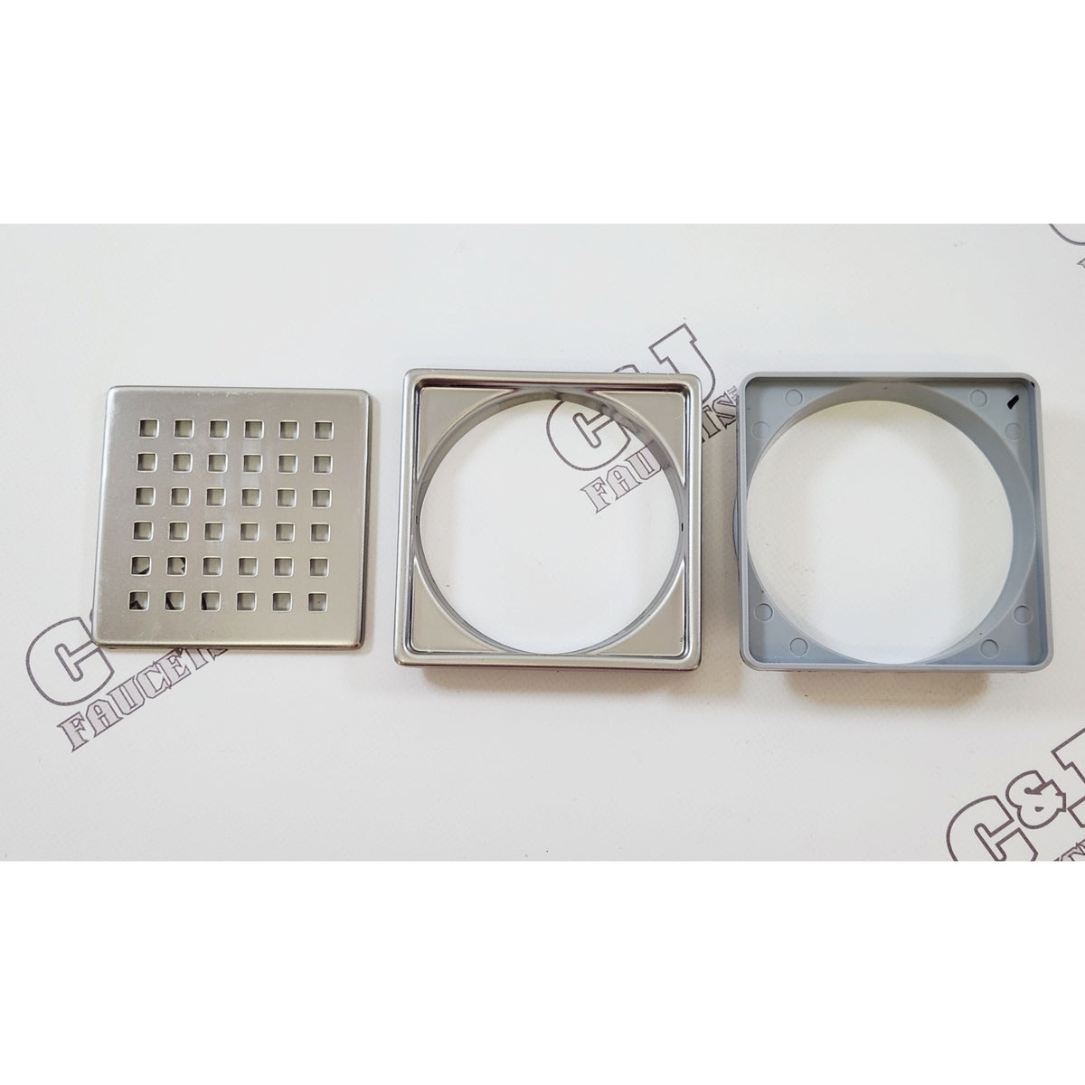 Everbilt EVB4SQ63SF Watershield 4" Square Grid Drain Grate - Brushed Nickel