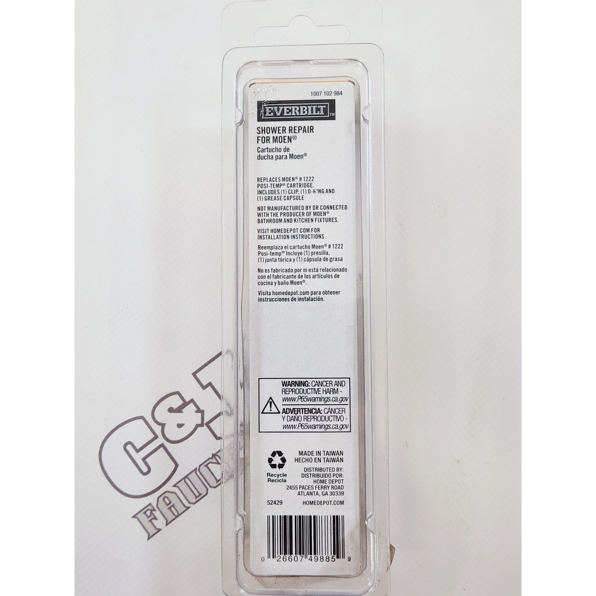 Everbilt 52429 B-19 Broach Single Lever Cartridge, Replaces Moen 1222 Posi-Temp