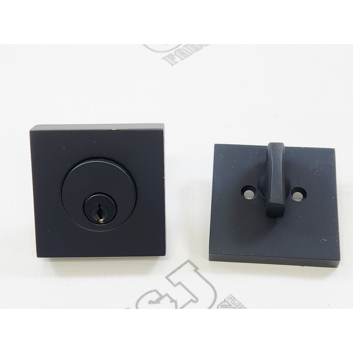 Emtek 8469US19 Square Modern Single Cylinder Deadbolt - Flat Black READ
