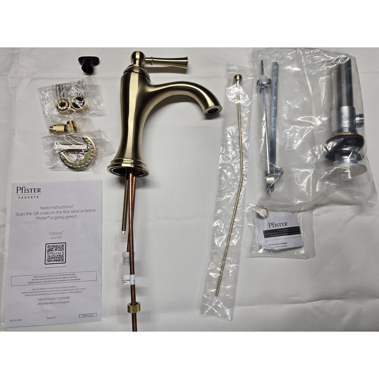 Pfister LG42-TB0BG Tisbury 1-Handle Single Hole Bath Faucet - Brushed Gold