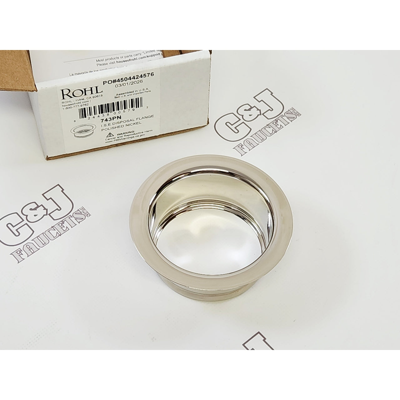 Rohl 743PN 743 3-1/2" Kitchen Sink Disposal Flange - Polished Nickel READ