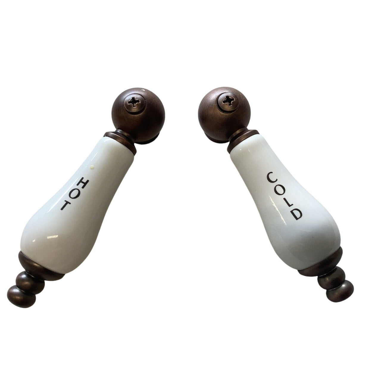 Signature Hardware 340642 Porcelain Lever Handles - Pair of 2 -Oil Rubbed Bronze