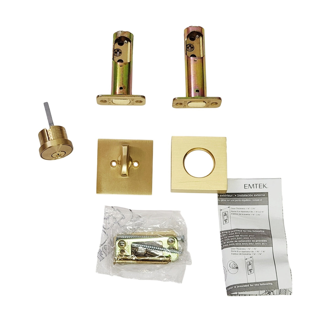 Emtek 8469US4 Square Single Cylinder Keyed Entry Deadbolt - Satin Brass READ