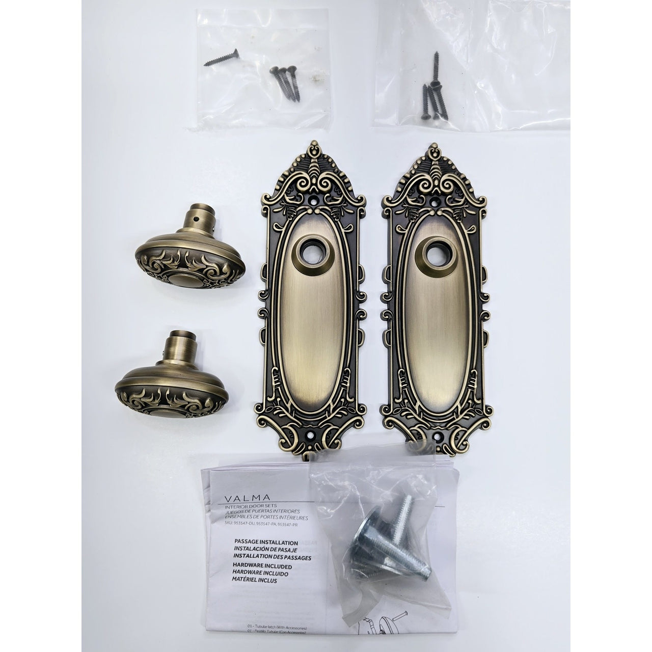 Signature Hardware 480944 Valma Dummy Set Door Knob Set - Antique Brass