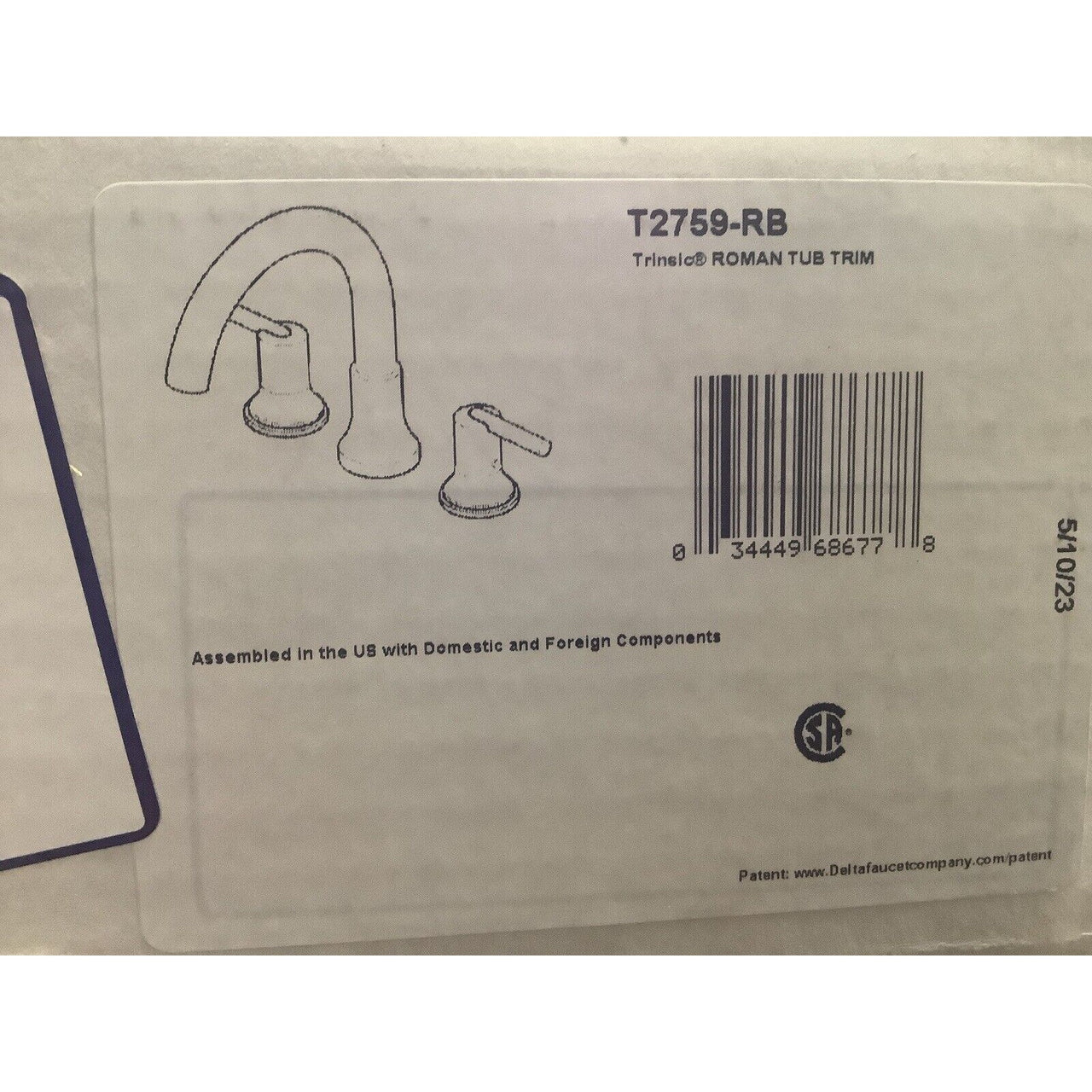 Delta T2759-RB Trinsic Deck-Mount Roman Tub Faucet Trim Kit - Venetian Bronze
