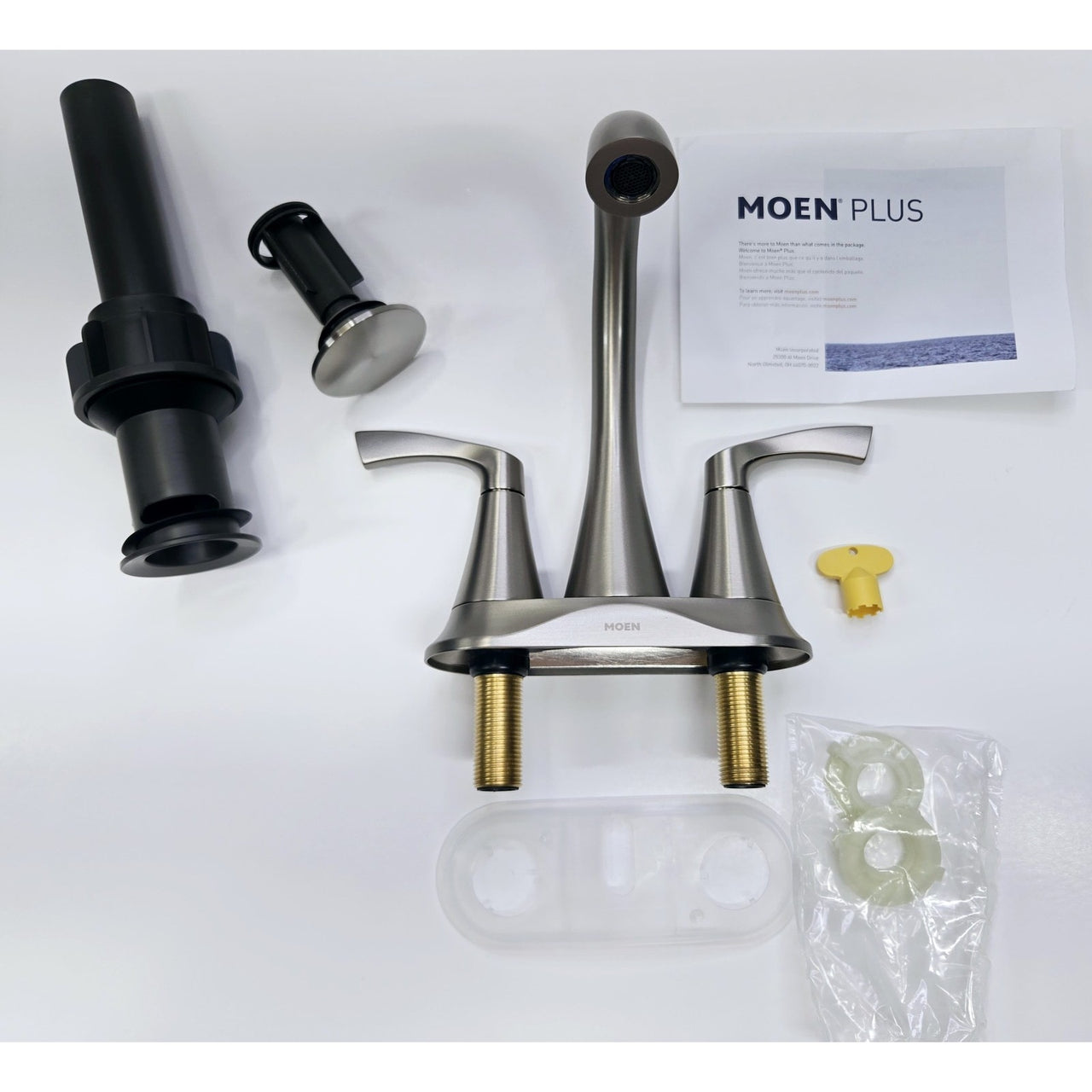 Moen 84467SRN Korek 4 in. Centerset 2-Handle Bathroom Faucet - Brushed Nickel