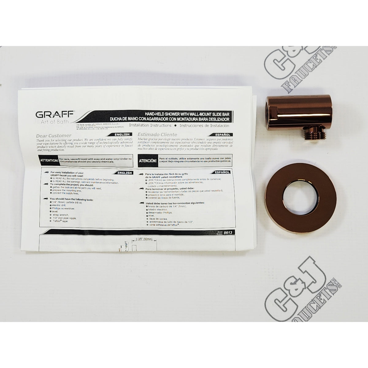 Graff G-8613-RG Contemporary Round Wall Supply Elbow - ORosa PVD