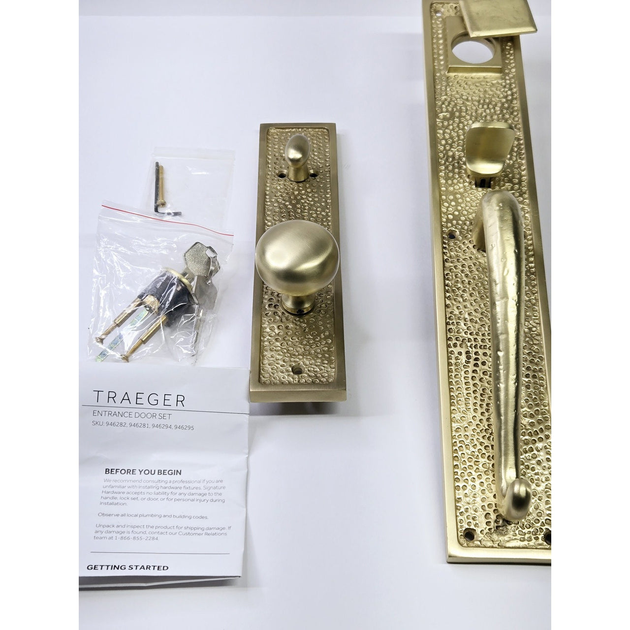 Signature Hardware 441342 Traeger Hammered Style Keyed Entry Door Handleset