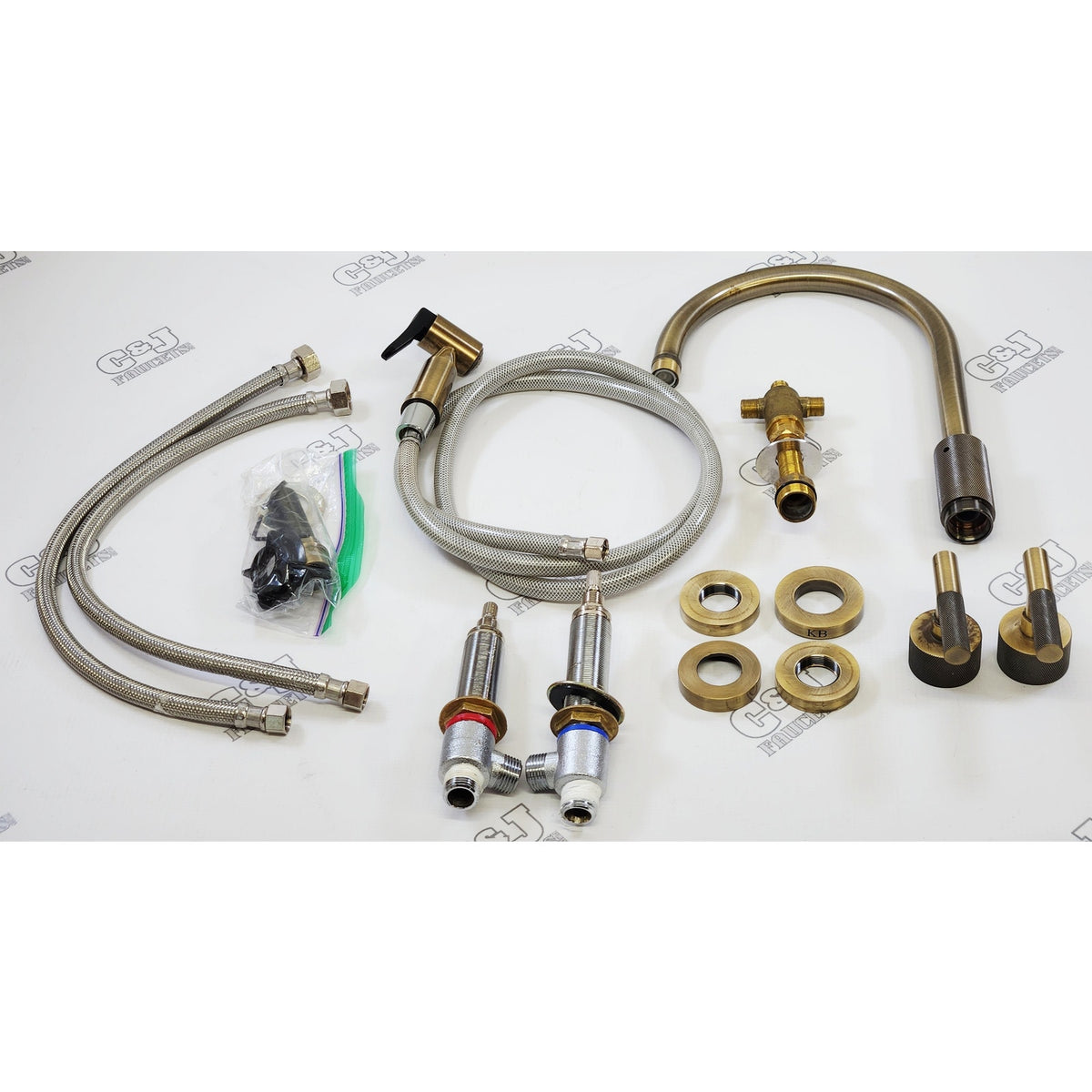 Kingston Brass KS8723KNLBS Convergent 1.8GPM Kitchen Faucet - Antique Brass READ