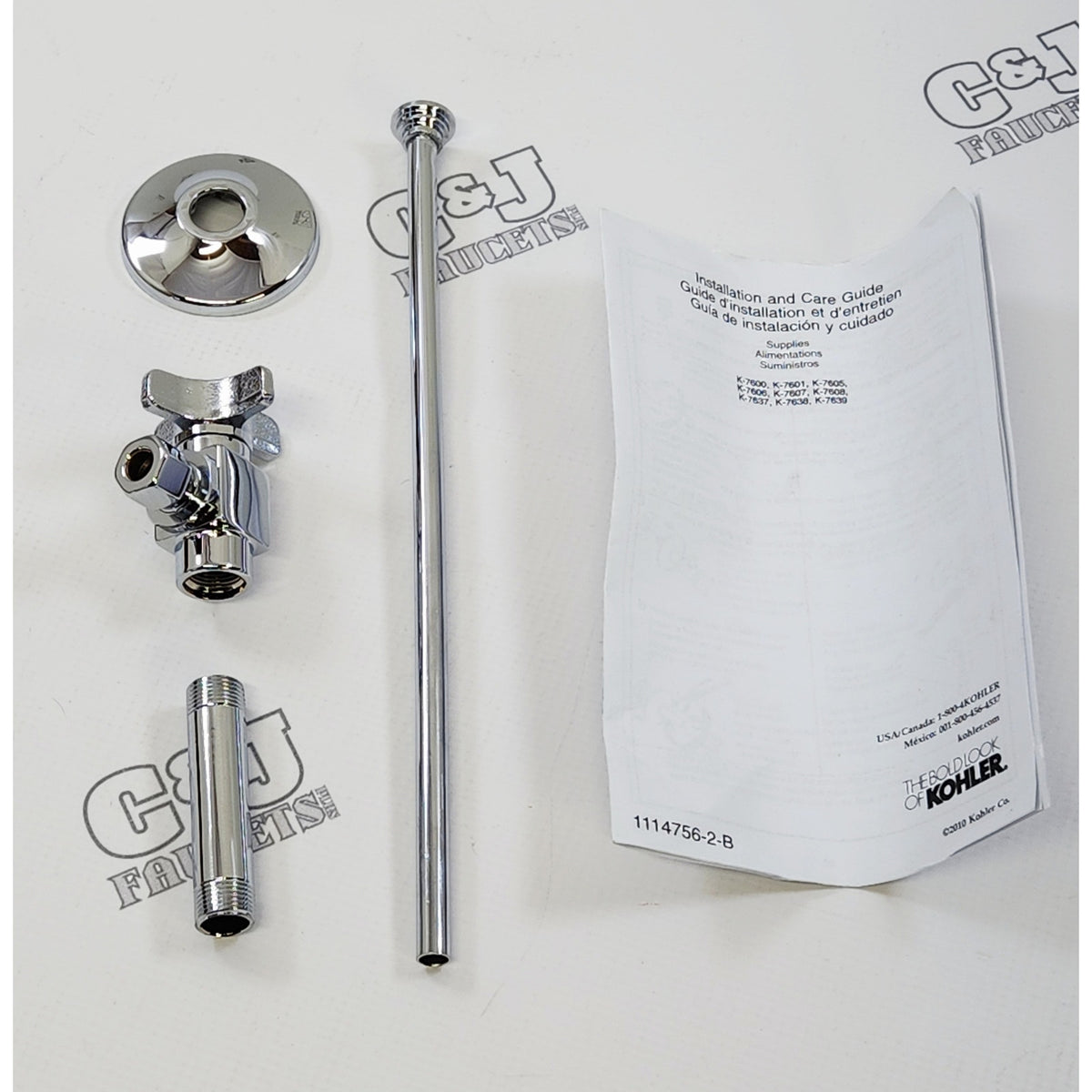 Kohler 7637-CP 3/8" NPT Angle Supply Stop w/Annealed Tube - Polished Chrome READ
