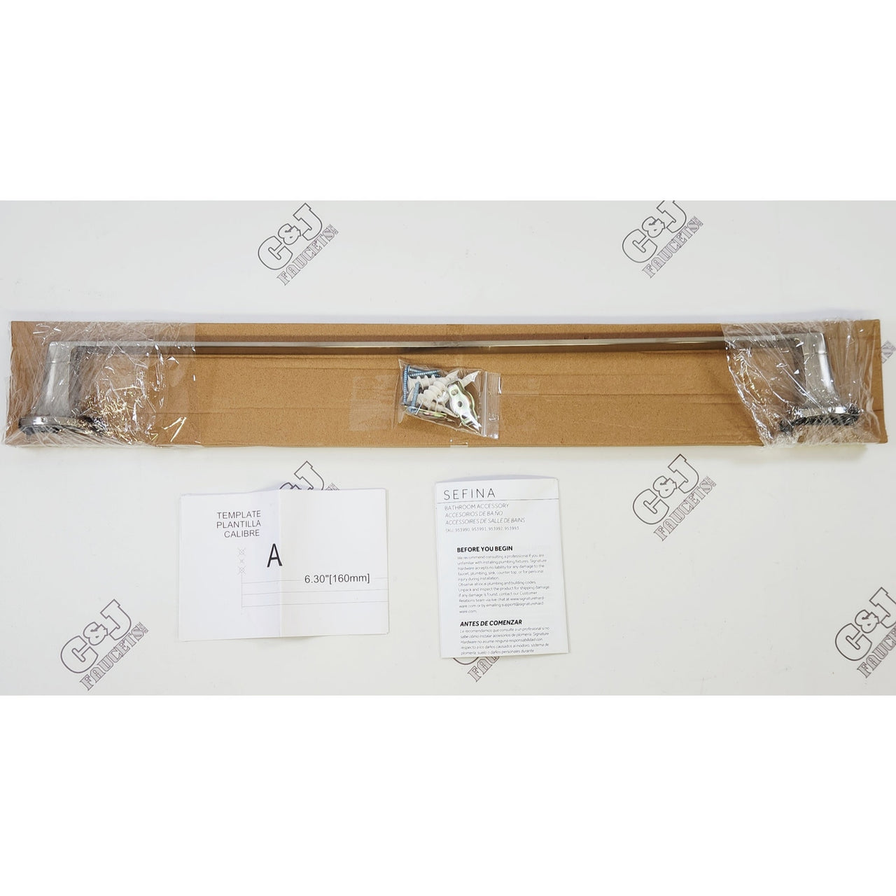 Signature Hardware 487980 Sefina Modern 24" Towel Bar - Brushed Nickel
