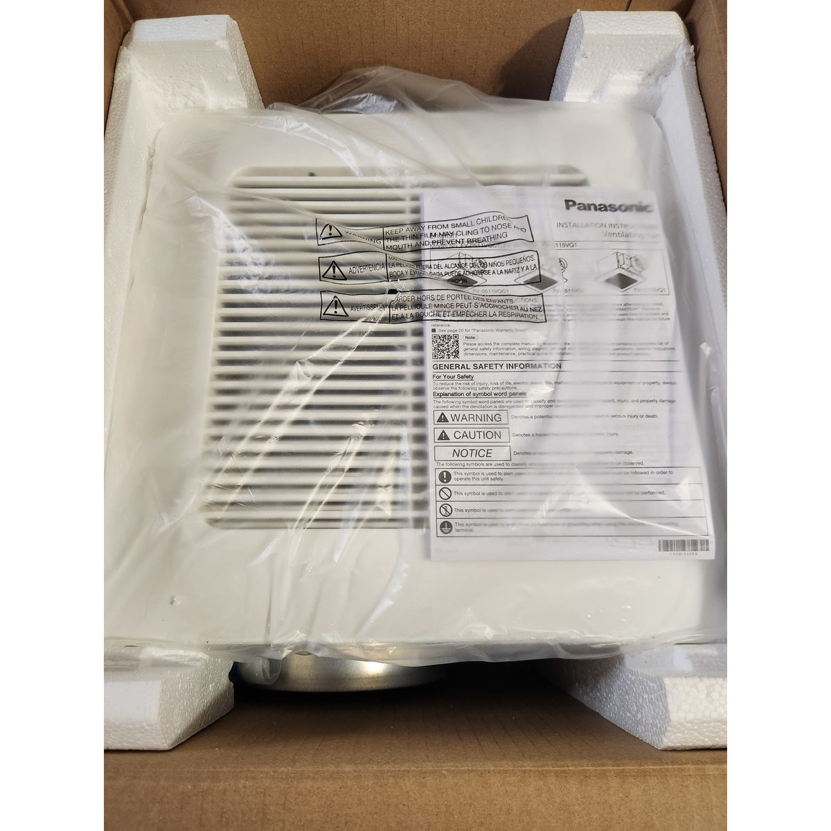 Panasonic FV-1115VQ1 WhisperCeiling DC Quiet Ventilation Fan, 110-130-150 CFM