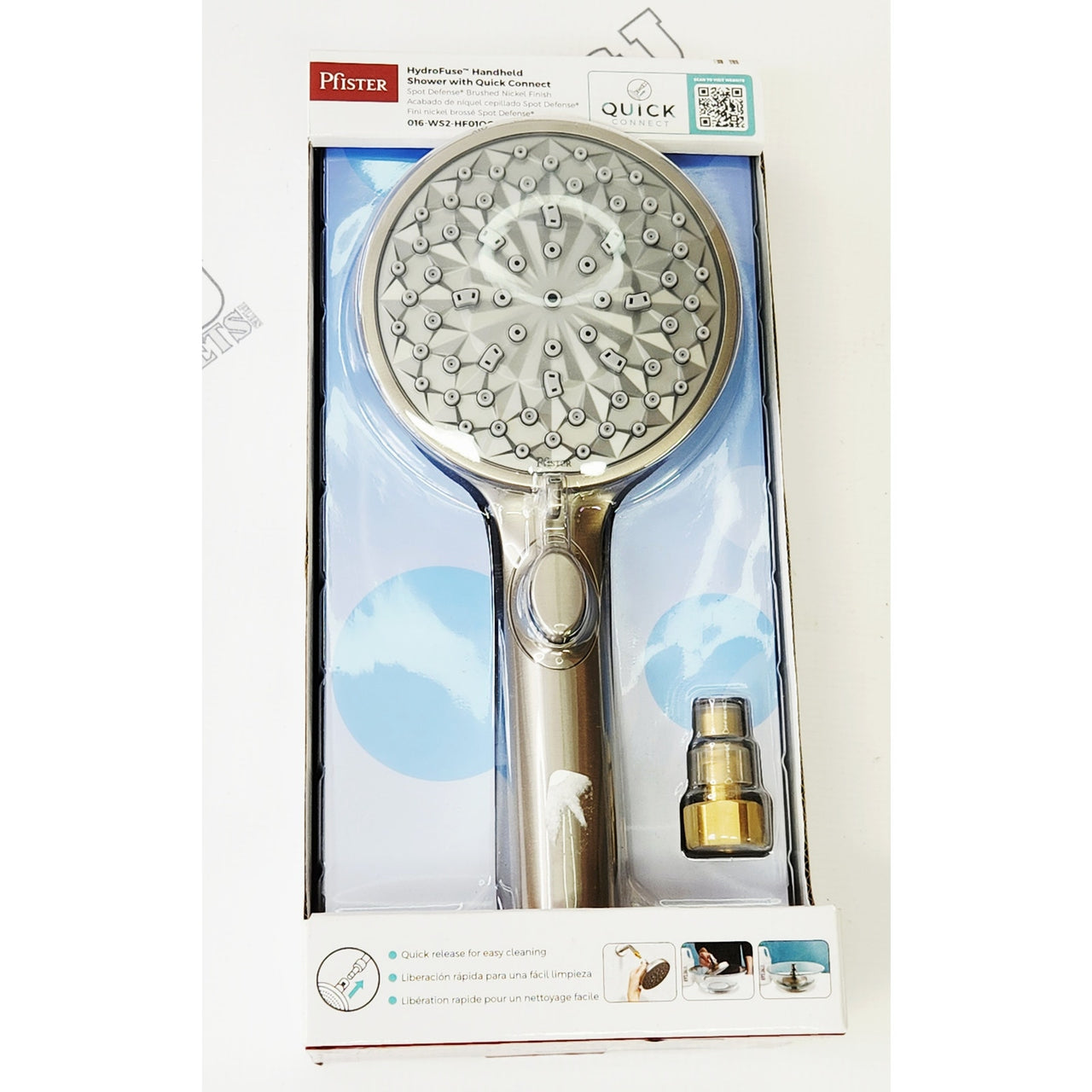 Pfister 016-WS2-HF01QGS HydroFuse Quick Connect 1.75GPM Hand Shower-Brush Nickel
