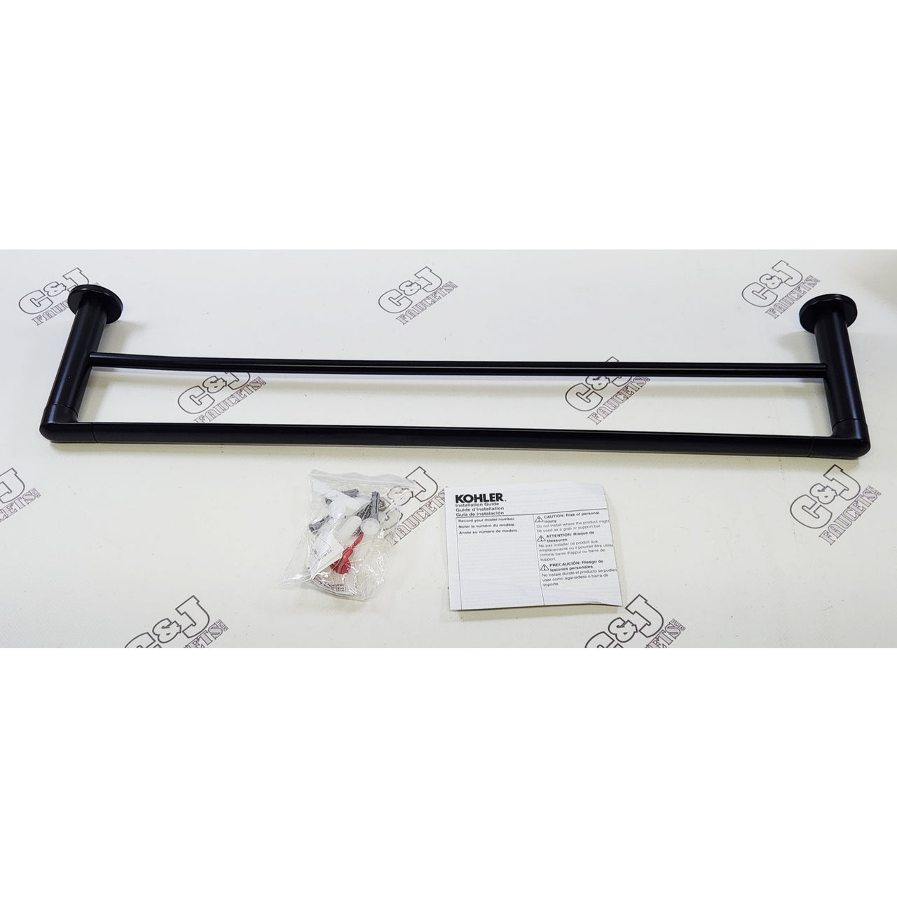 Kohler 97890-BL Kumin 24" Wall Mount Double Towel Bar - Matte Black READ
