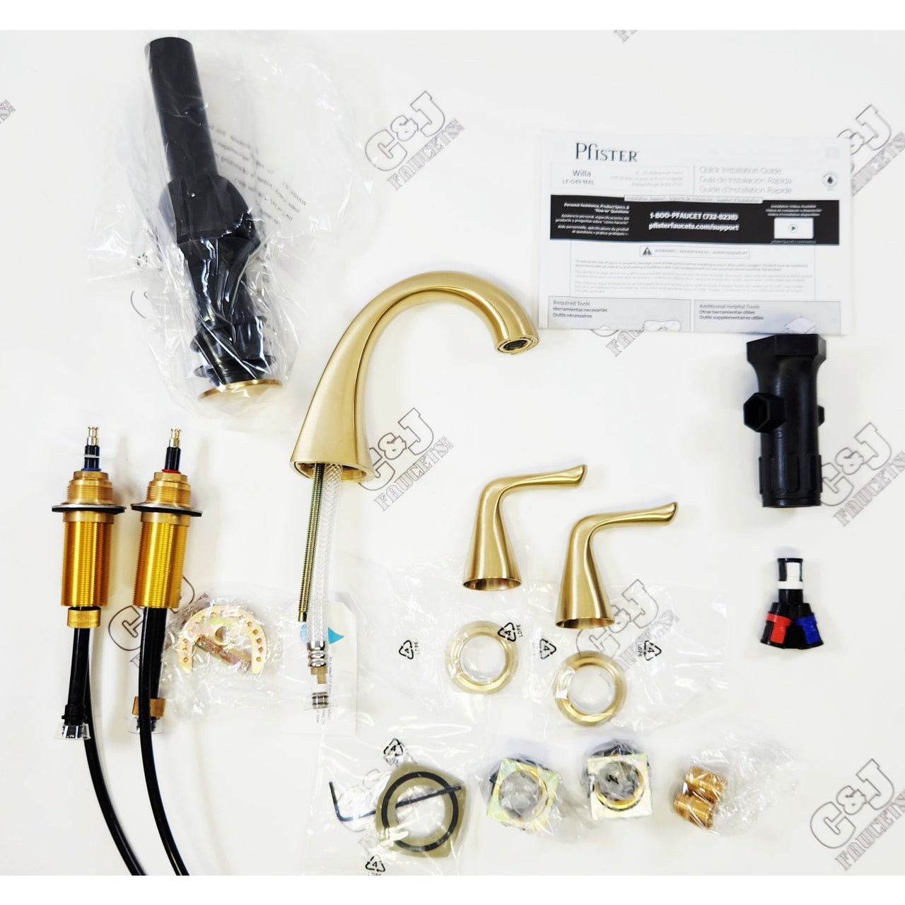 Pfister LF-049-MALBG Willa Widespread Bathroom Faucet 1.2 GPM - Brushed Gold