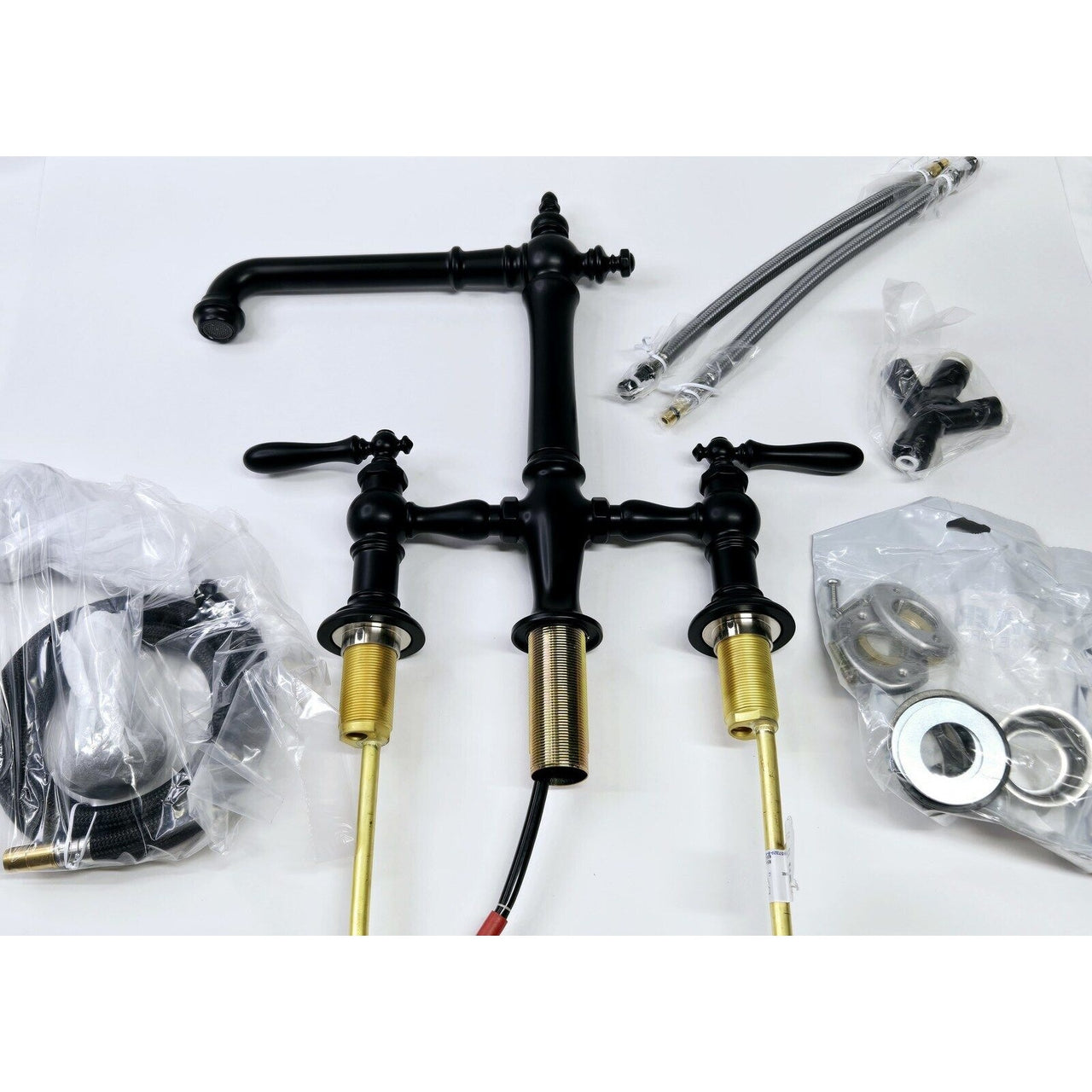 Kohler 76519-4-BL Artifacts Two-Hole Bridge Kitchen Faucet - Matte Black