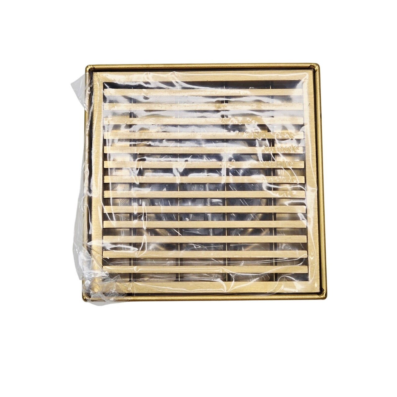 Signature Hardware 482698 Carmen 4" Square Shower Drain with Flange - Brush Gold