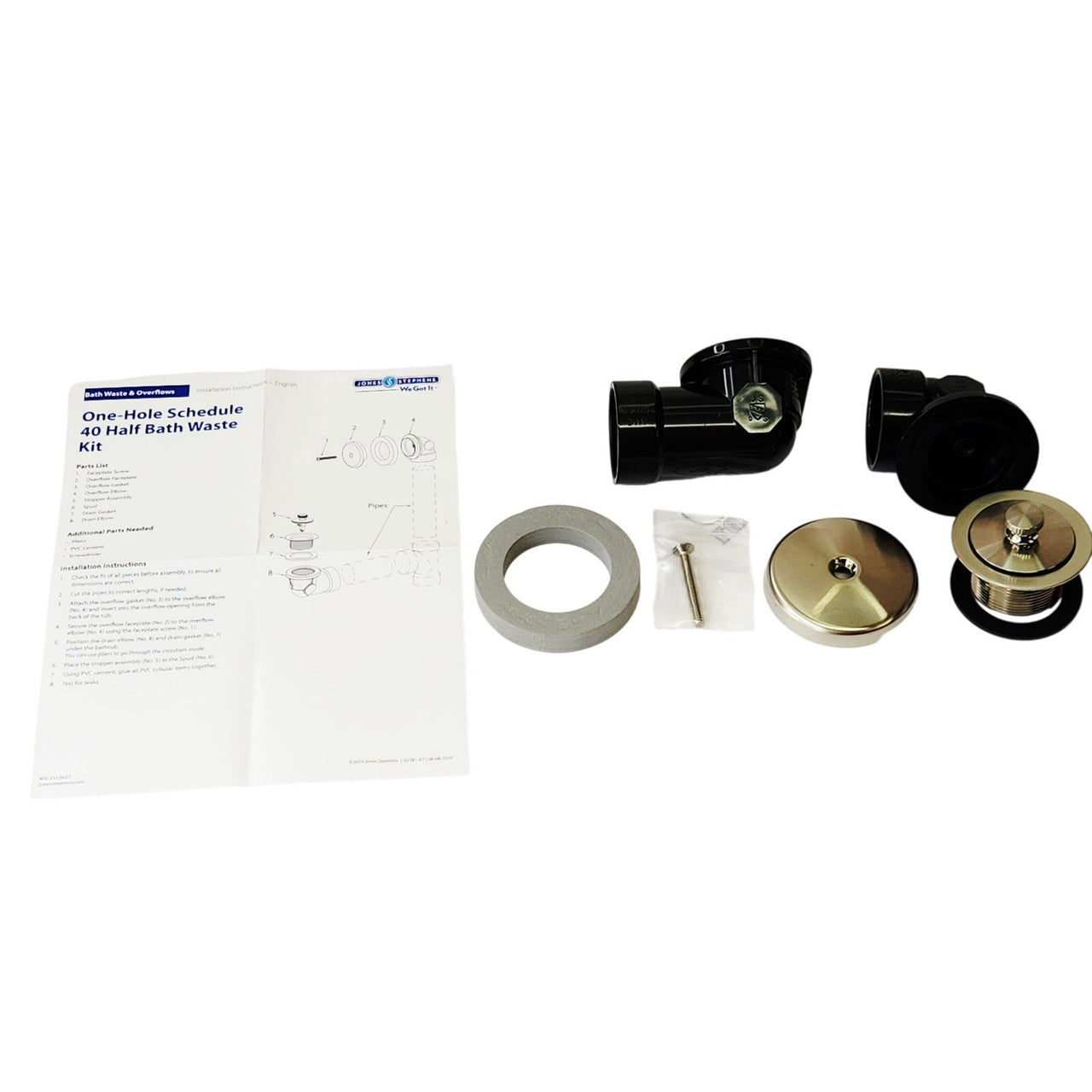 Jones Stephens B1HABPBN 1-1/2" Bathroom Tub Drain Kit - Brushed Nickel