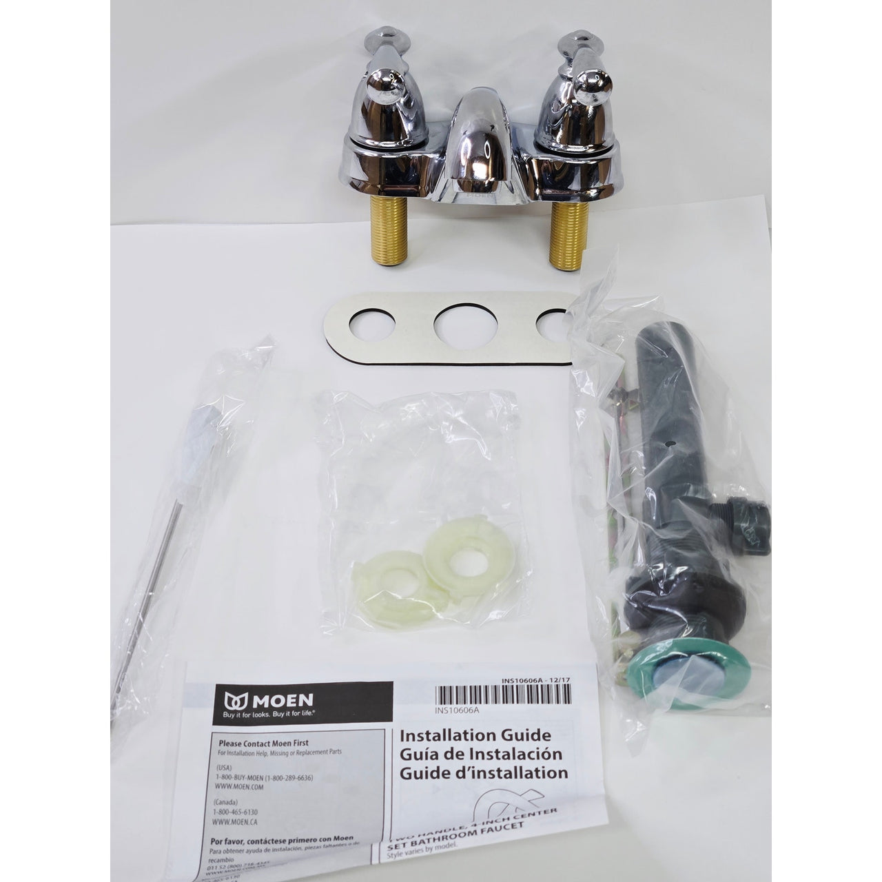 Moen WS84912 Banbury Two-Handle Low Arc Centerset Bathroom Faucet - Chrome