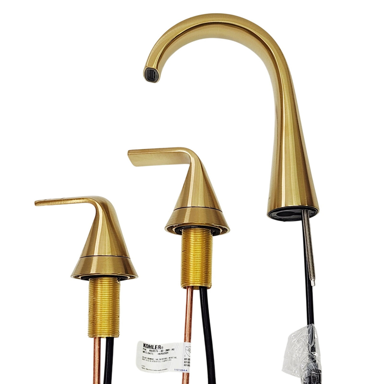 Kohler R30579-4D-2MB Cursiva Widespread Bathroom Faucet - Vibrant Brushed Brass