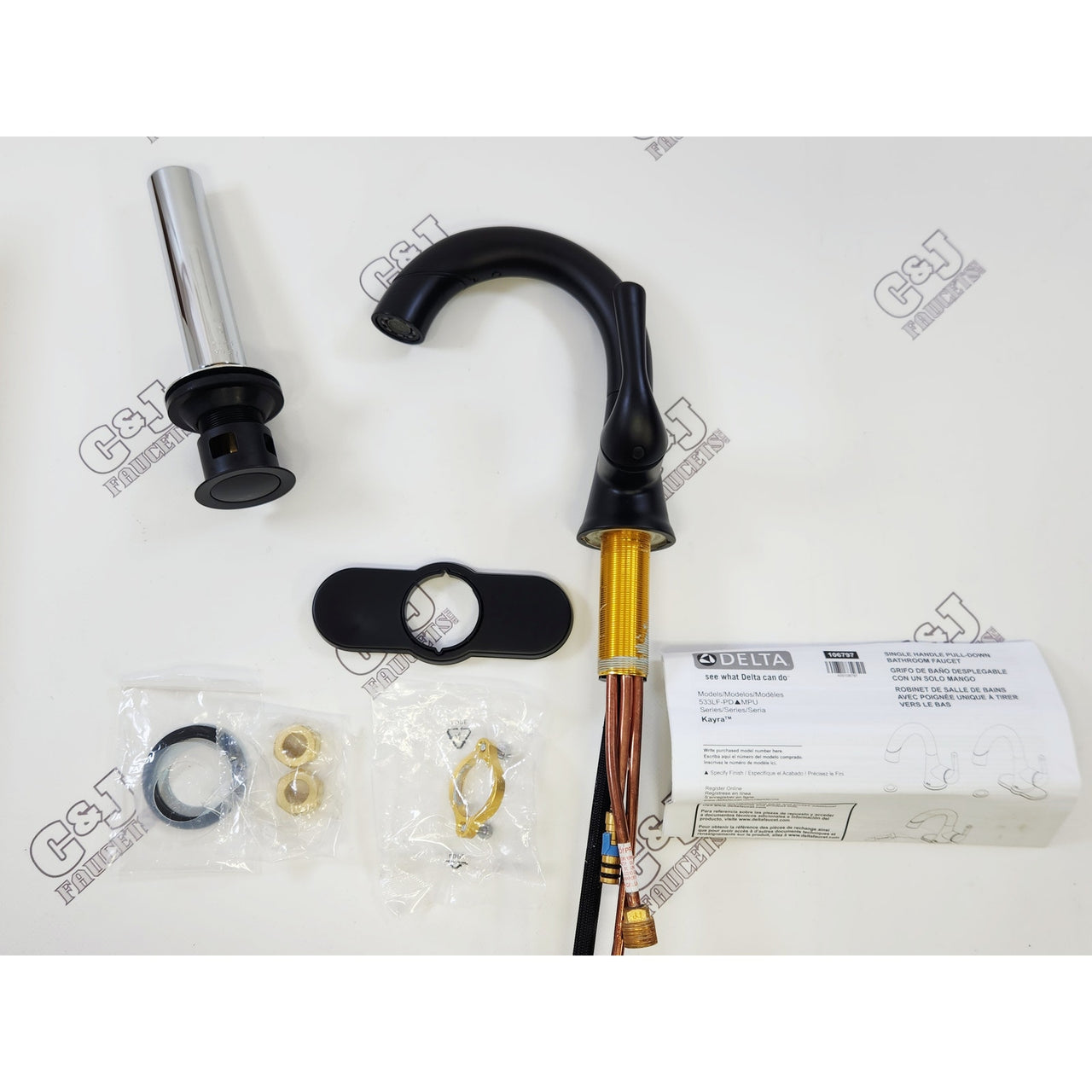 Delta 533LF-BLPDMPU Kayra Single Hole 1.2 GPM Bathroom Faucet - Matte Black READ