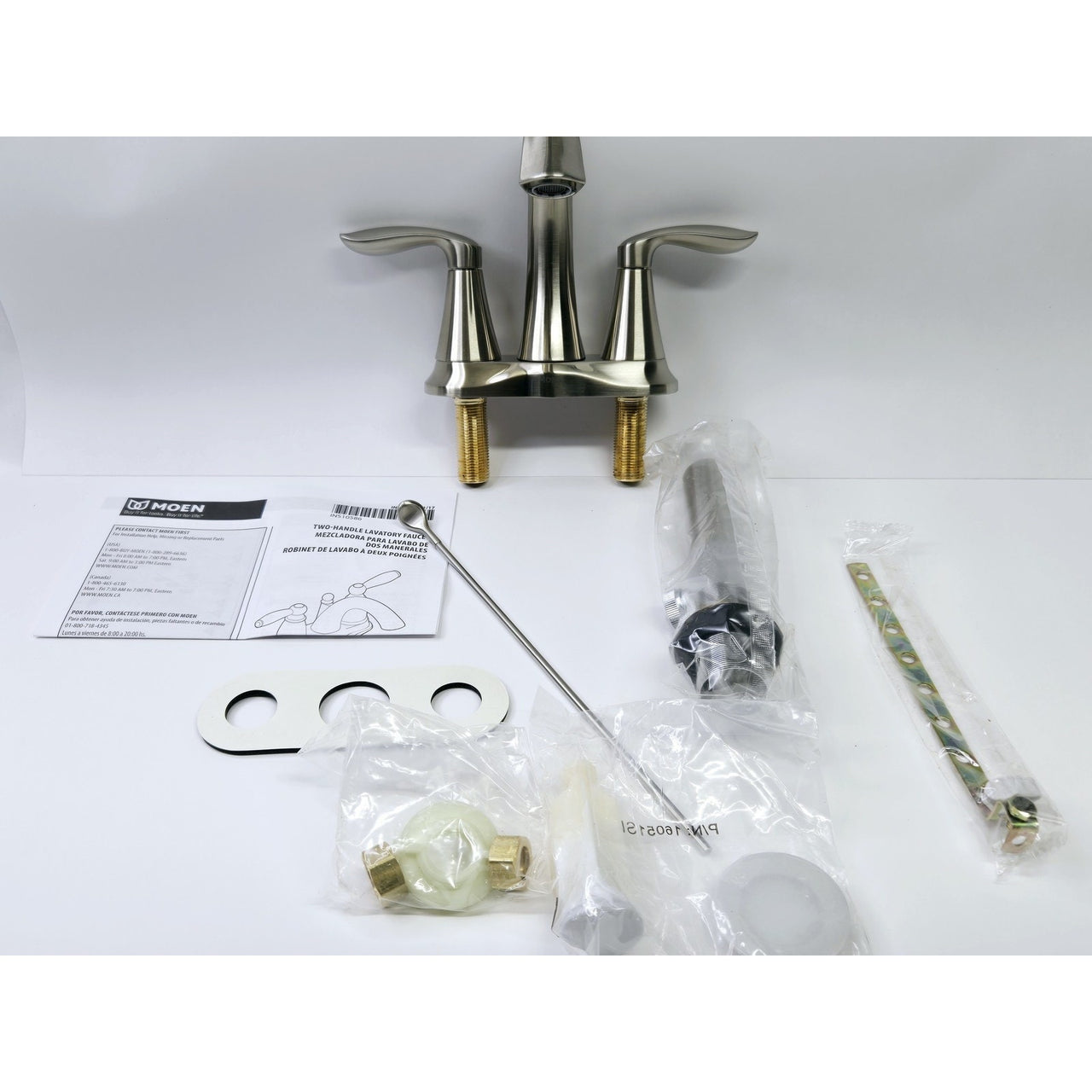 Moen 6410BN Eva 4" Centerset 2-Handle High-Arc Bathroom Faucet - Brushed Nickel