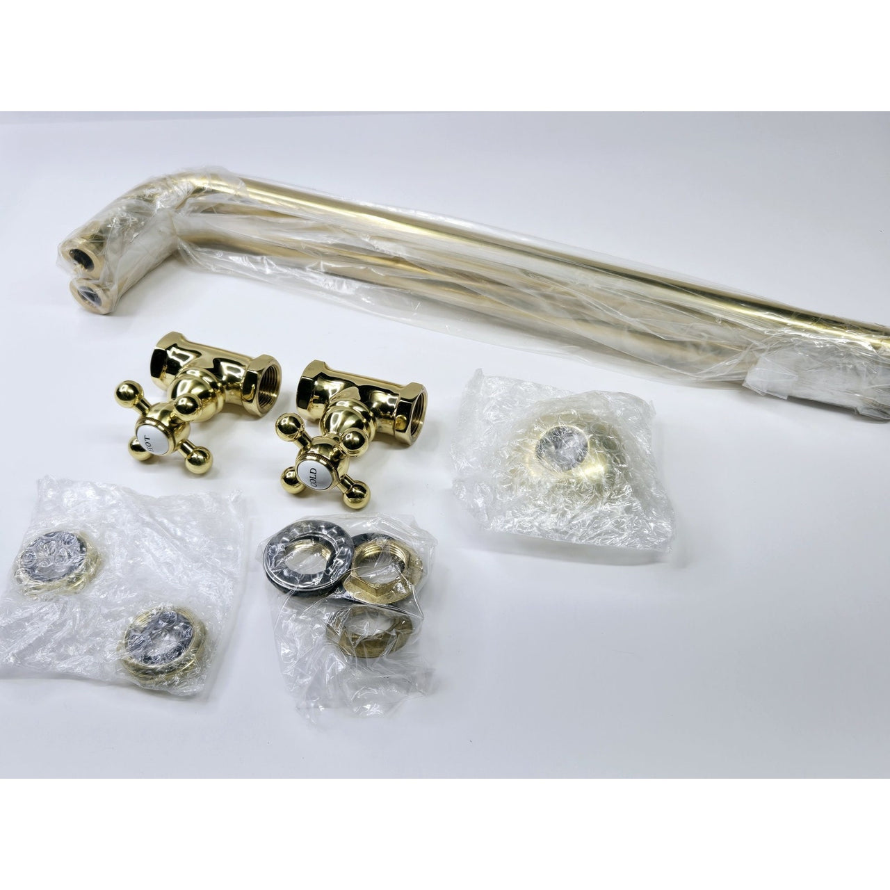 Signature Hardware NB-116PB-U Freestanding Tub Supply Lines w/Shutoff-PlshdBrass