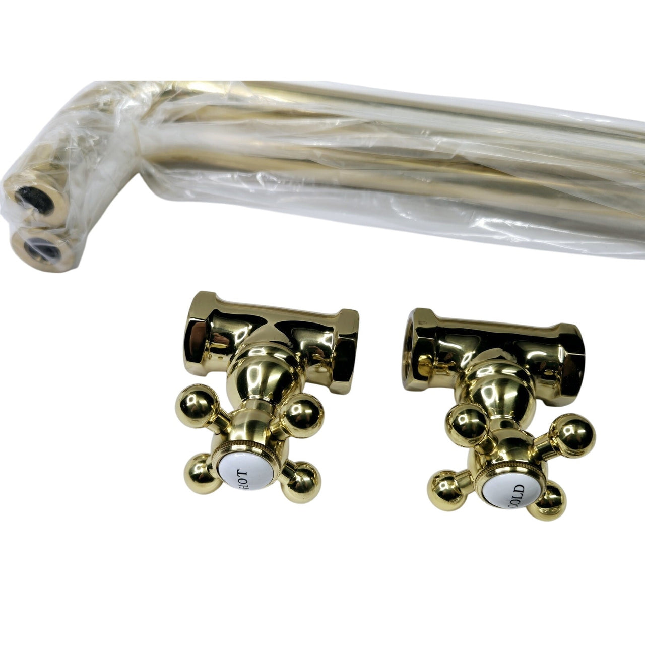 Signature Hardware NB-116PB-U Freestanding Tub Supply Lines w/Shutoff-PlshdBrass