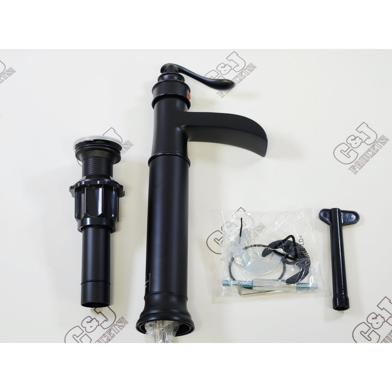 BWE A-96556H-BLACK Waterfall Single Hole 1.2 GPM Bathroom Faucet - Matte Black