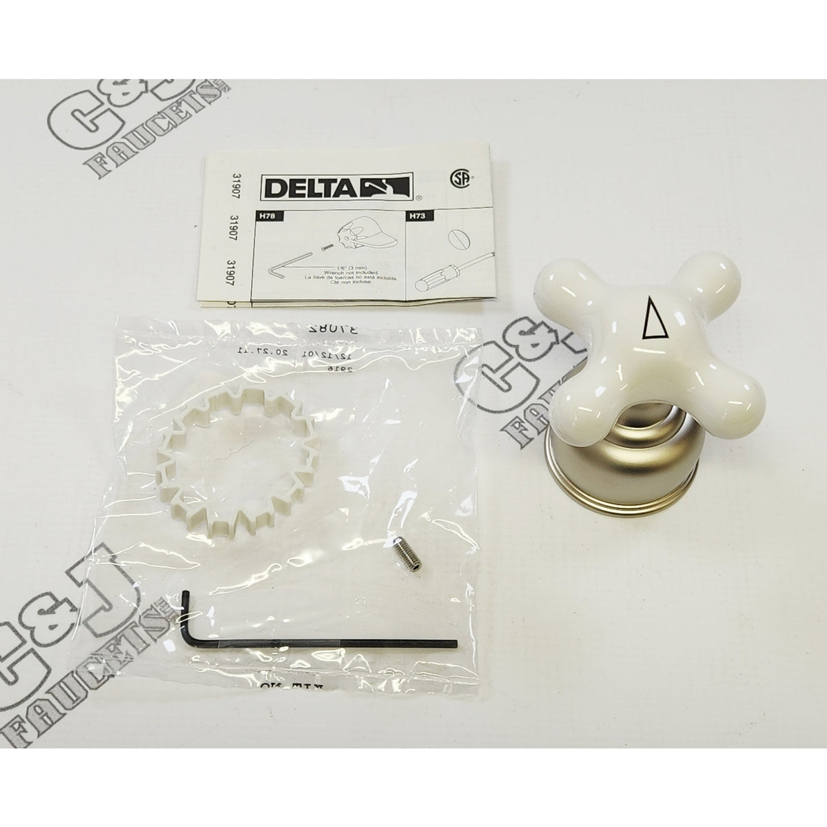 Delta H77NN NeoStyle Shower Porcelain Cross Faucet Handle - Pearl Nickel