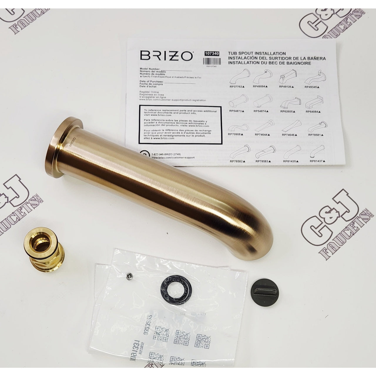 Brizo RP81435GL Essential Non-Diverter Tub Spout Only - Luxe Gold