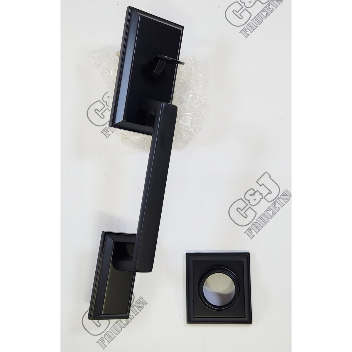 Yale Expressions YELT42.US19 Ellington Exterior Trim Handleset - Flat Black