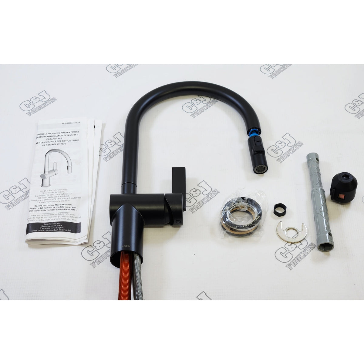 Moen 7622BL Cia 1.5 GPM Single Hole Pull Down Kitchen Faucet - Matte Black READ