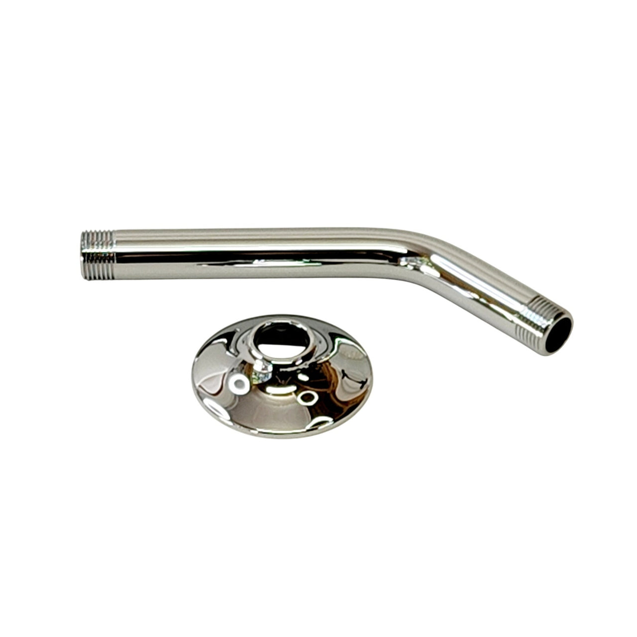 Signature Hardware 449727 8" Wall Mounted Shower Arm, Flared Flange - Chrome