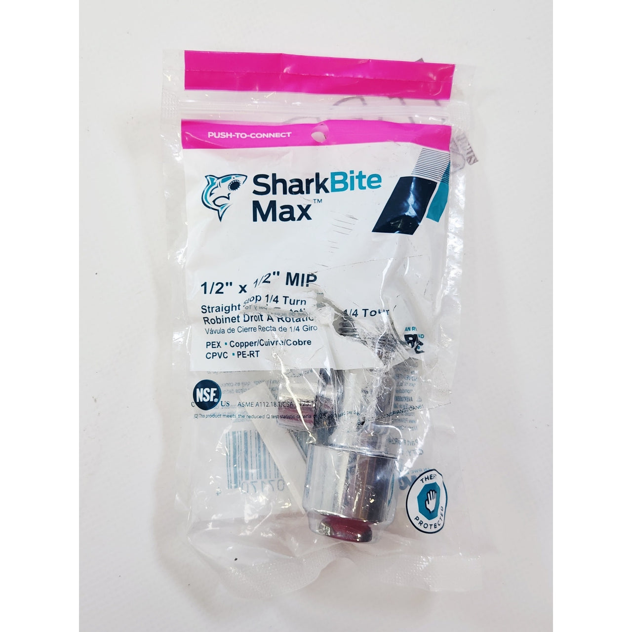 SharkBite UR24947 Max 1/2" x 1/2" PTC x MIP Straight Stop Valve - Chrome