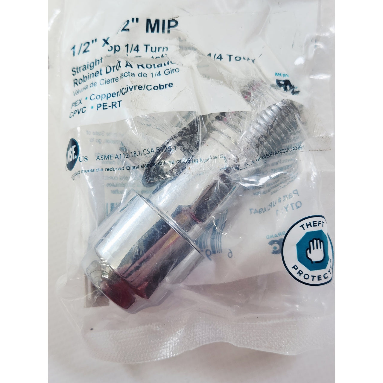 SharkBite UR24947 Max 1/2" x 1/2" PTC x MIP Straight Stop Valve - Chrome