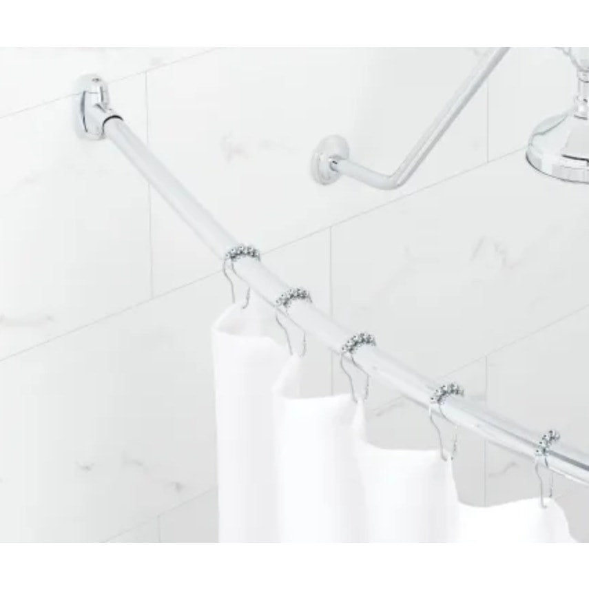 Signature Hardware 466765 66" Curved Brass Shower Rod - Chrome