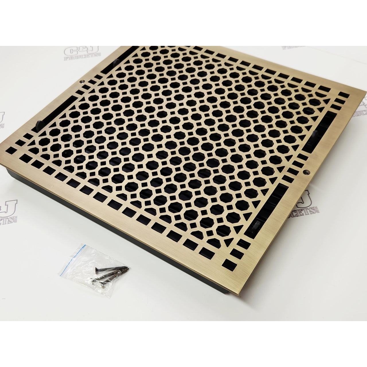 Signature Hardware 327349 Honeycomb Brass Wall Register - Antique Brass
