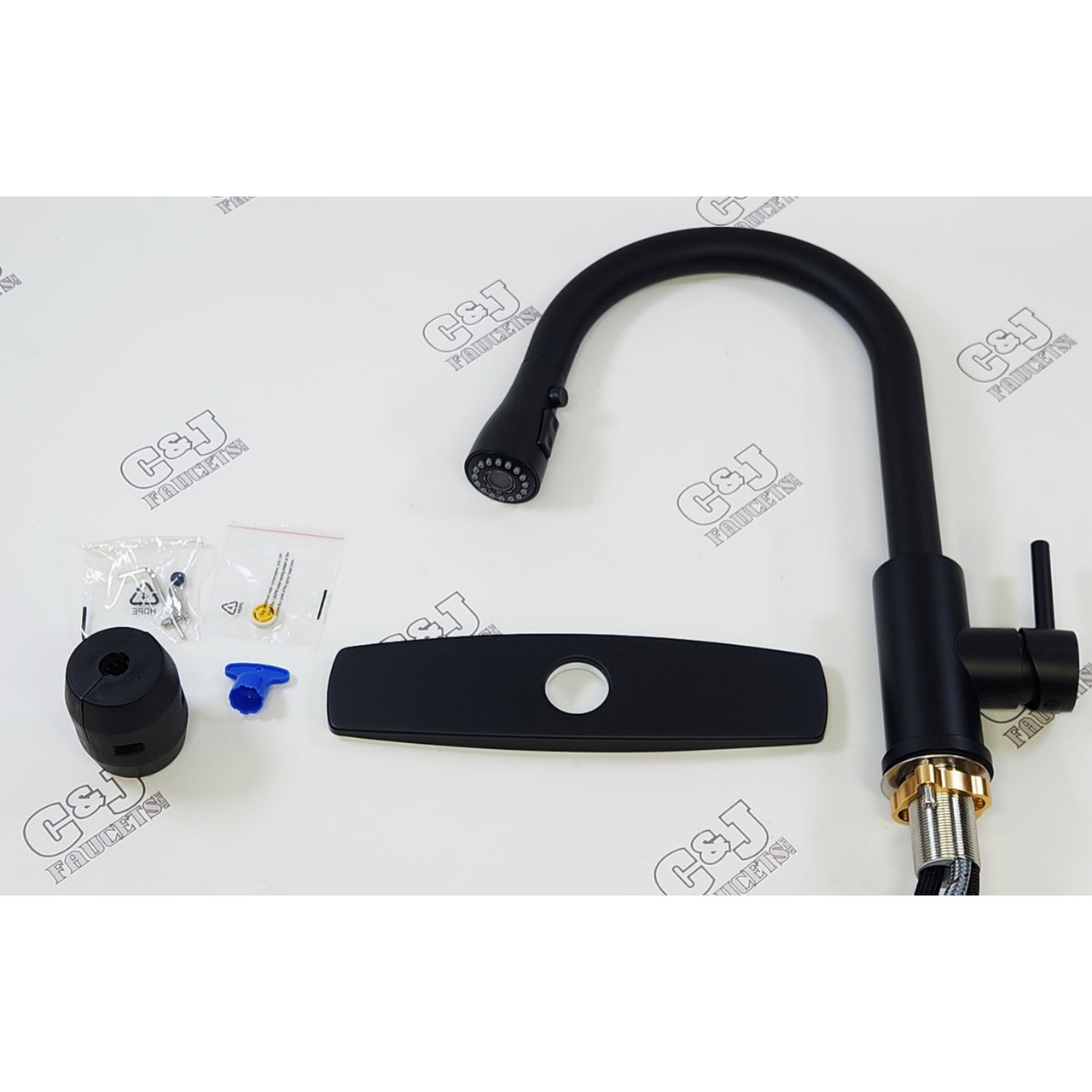 Forious Pro WW003CB Single Handle Pull Down Kitchen Sink Faucet - Matte Black