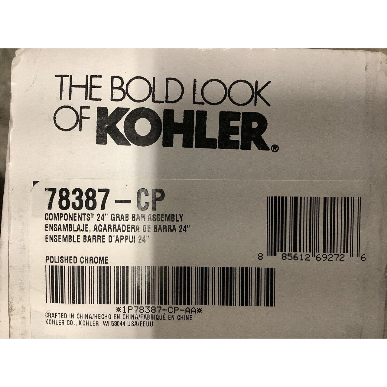 Kohler 78387-CP Components 24" Grab Bar - Polished Chrome
