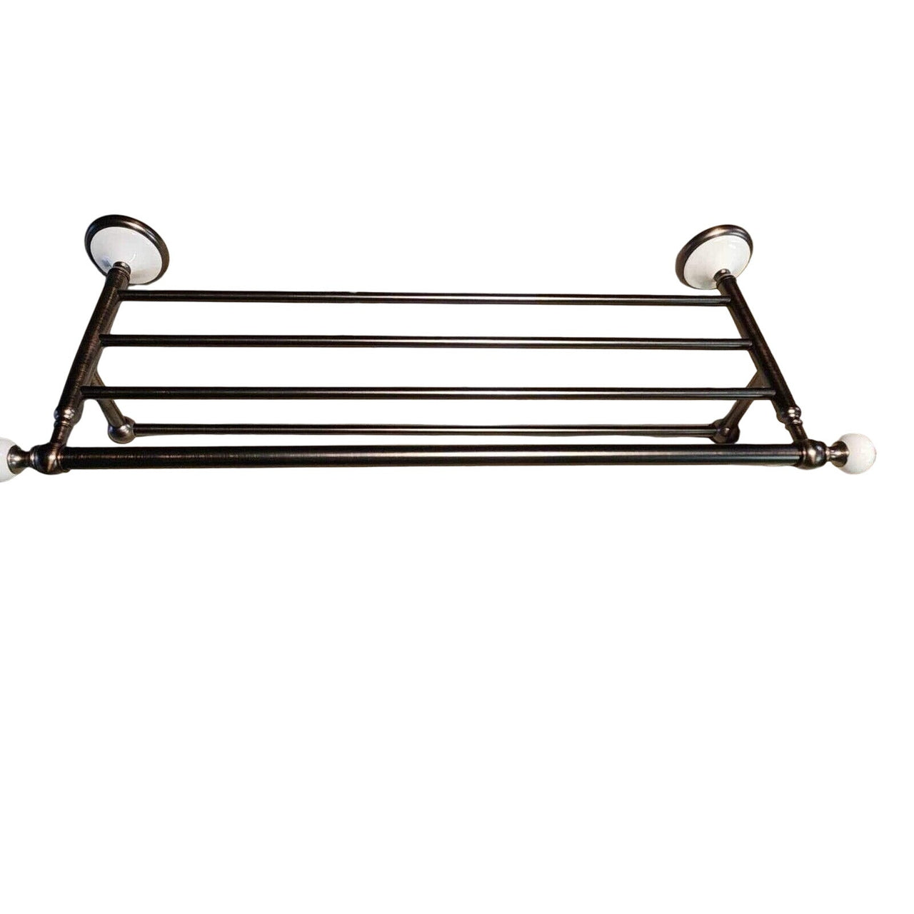 Signature Hardware 413148 Adelaide Oil Rubbed Bronze and Porcelain Towel Rack