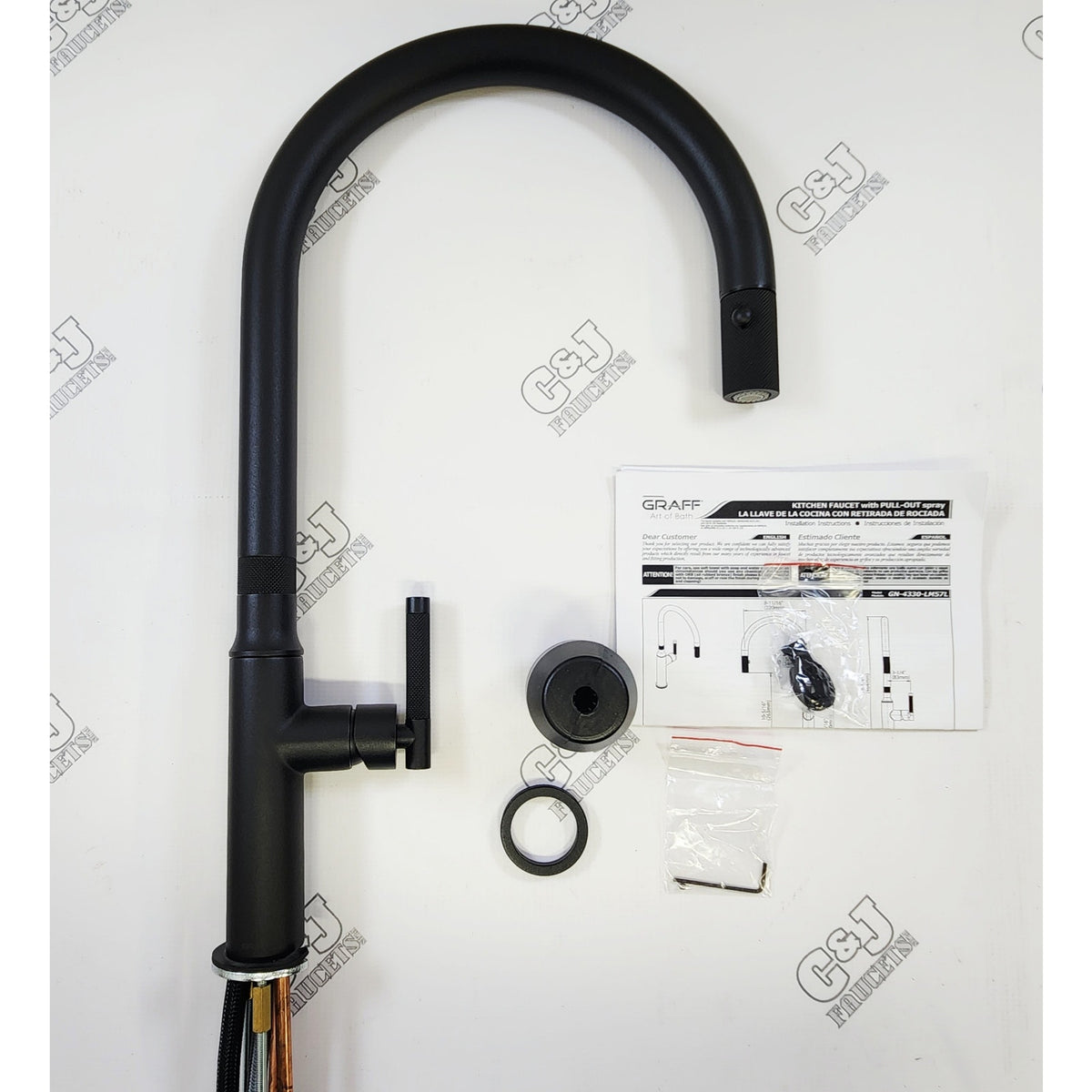Graff G-4335-LM57L-BK Harley 1.8 GPM Kitchen Faucet - Architectural Black
