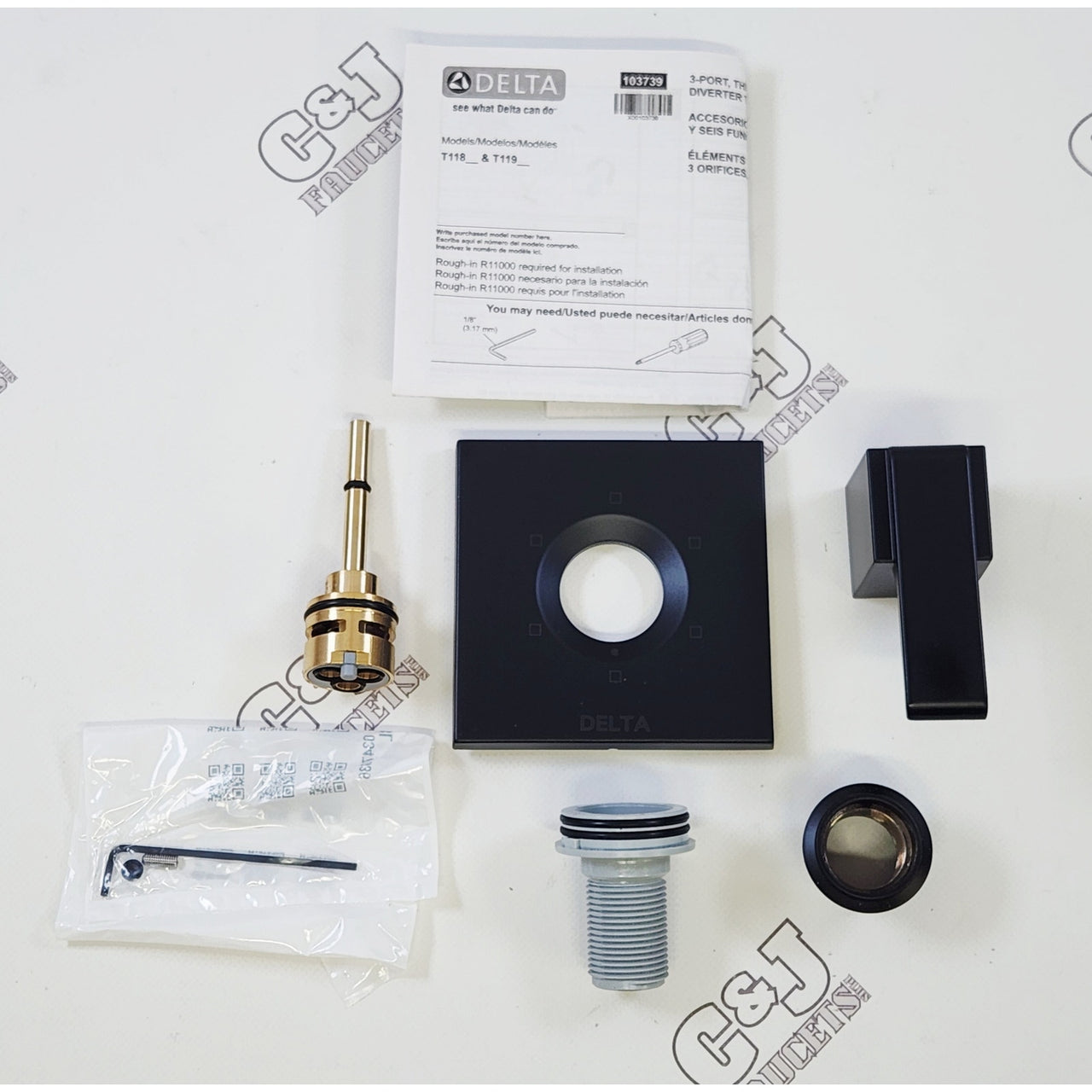 Delta T11967-BL Ara 6 Setting Wall Mount Diverter Trim - Matte Black
