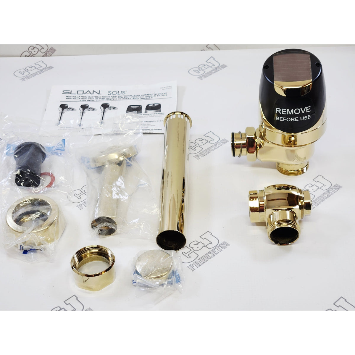 Sloan 8111-1.28 PVD 1.28 GPM Toilet Sensor Flushometer - Polished Brass READ