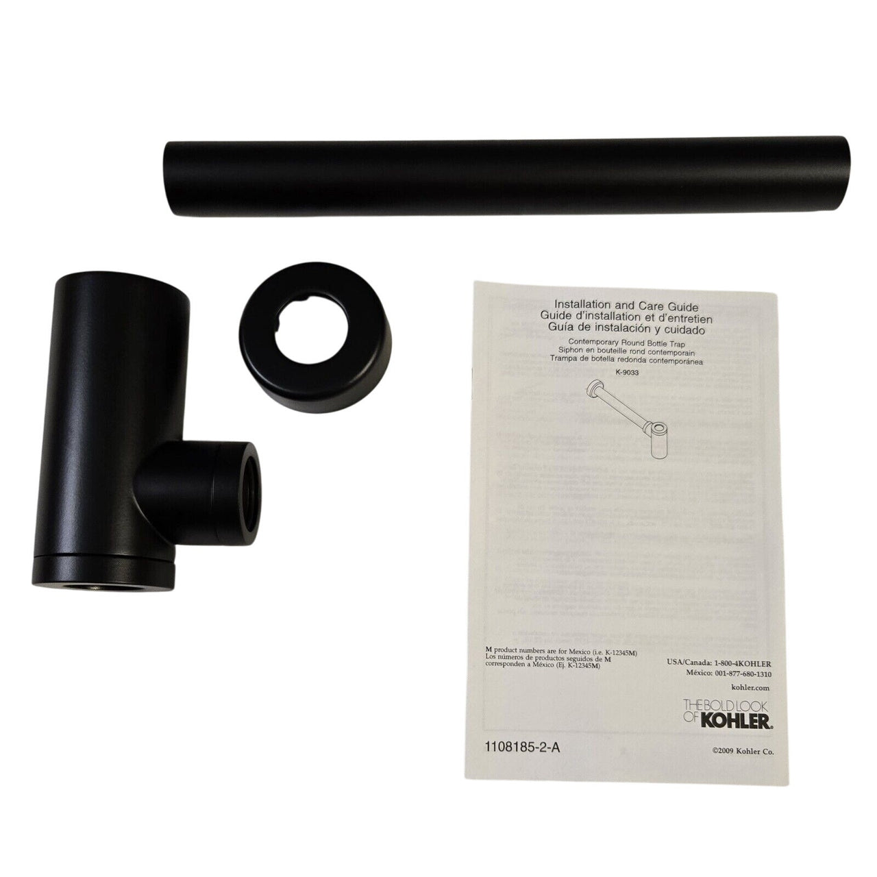 Kohler 9033-BL Contemporary 1.25" Metal Round Bottle Trap - Matte Black