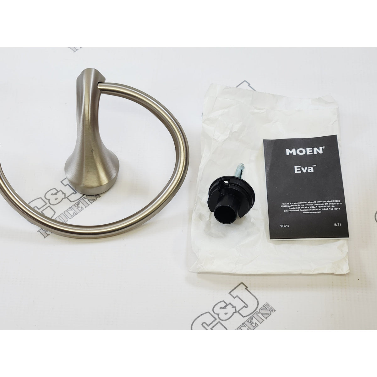 Moen YB2886BN Eva Bathroom Wall Mount Towel Ring Holder - Brushed Nickel READ