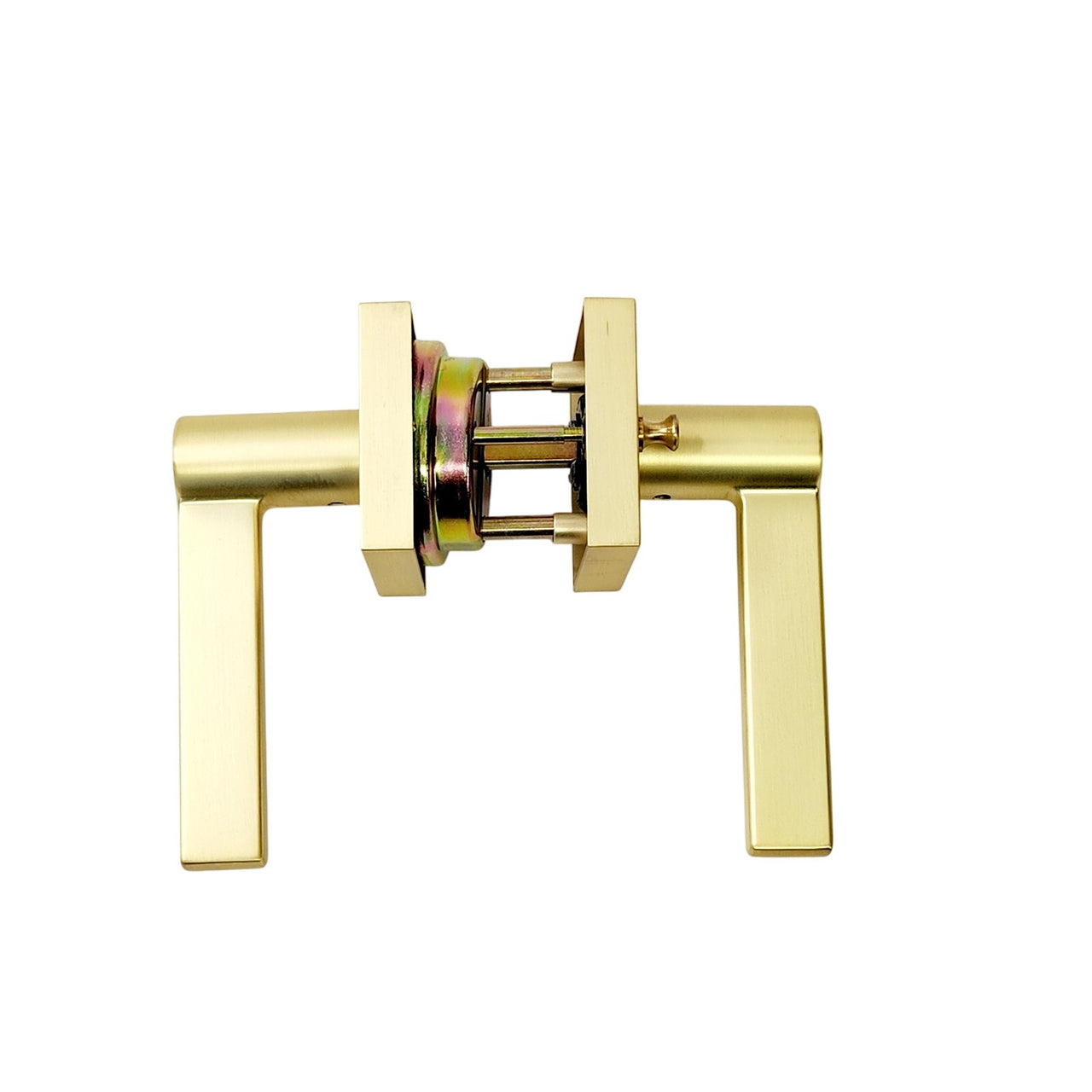 Miseno MLK3022SB Lorton Flat Bar Privacy Door Lever Set - Satin Brass