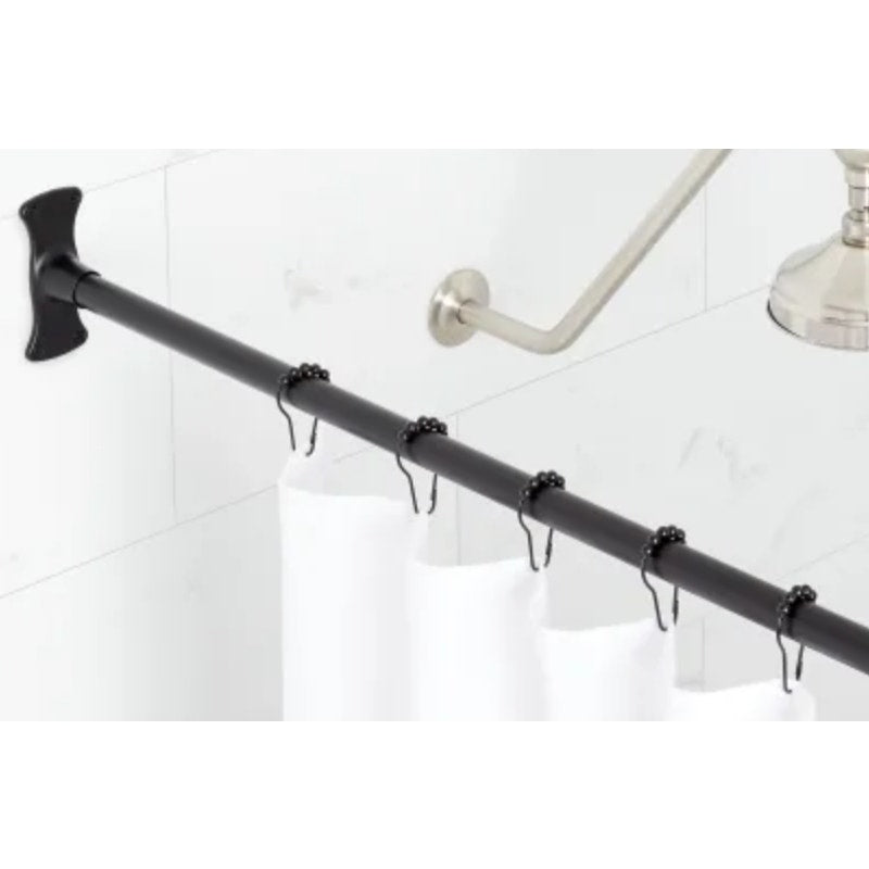 Signature Hardware 466736 48" Straight Brass Shower Rod - Matte Black