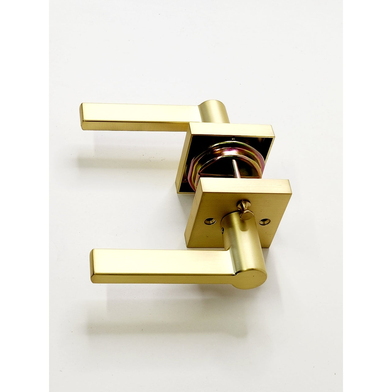 Miseno MLK3022SB Lorton Flat Bar Privacy Door Lever Set - Satin Brass