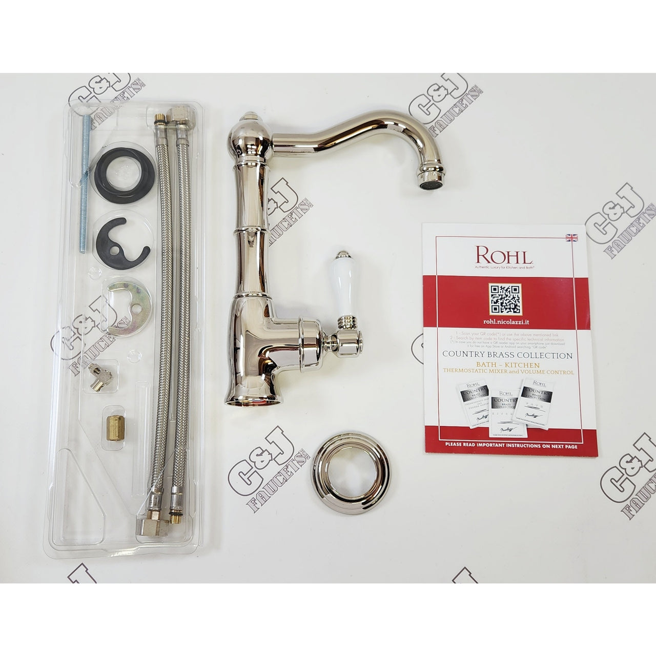 Rohl A36506.5LPPN-2 Acqui Single Hole 1.5 GPM Bar Faucet - Polished Nickel